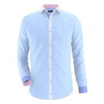 Envogue Apparel Sky Blue Casual Shirt With Contrast Tipping